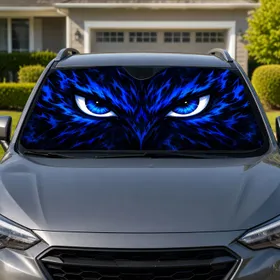 Electric Blue Fierce Predator Eyes For Bold Daily Driving Style And Anime Lovers Car Sunshade