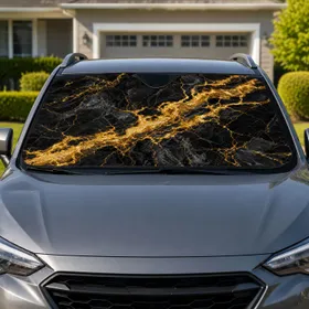 Black Marble With Metallic Gold Veins Luxury Auto Interior for Stylish Daily Drives Car Sunshade