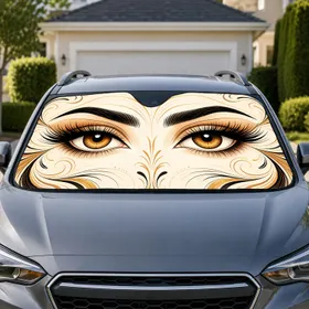 Glamorous Brown Eyes With Gold Lashes for Fashion Lovers and Beauty Inspired Drives Car Sunshade