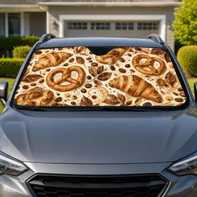 Coffee Beans Pretzels And Pastries For Cafe Lovers Daily Commutes And Road Trips Gift Car Sunshade