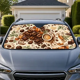 Coffee Chocolate Candy Collage for Daily Commutes, Cafe Runs and Sweet Treat Lovers Car Sunshade
