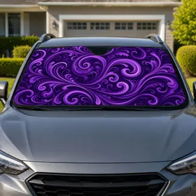 Purple Ornamental Swirls for Cool Summer Driving and Refined Daily Vehicle Interiors Car Sunshade