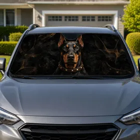 Doberman Dog Portrait UV Protection For Cool Car Interiors Dog Lover Auto Accessory Car Sunshade