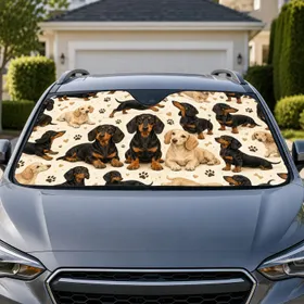 Black And Tan Dachshunds With Paws For Dog Lovers On Daily Commutes And Weekend Road Trips Car Sunshade