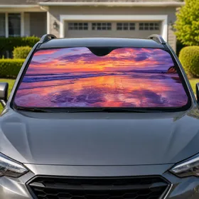 Ocean Sunset Shoreline For Coastal Road Trips And Relaxing Summer Travel Escapes Car Sunshade