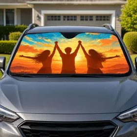 Sunset Friends Silhouette Road Trip Gift for Best Friends and Adventure Lovers Everywhere Car Sunshade