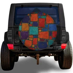Abstract Geometric Tile Mosaic For Weekend Road Trips And Active Modern SUV Owners Spare Tire Cover