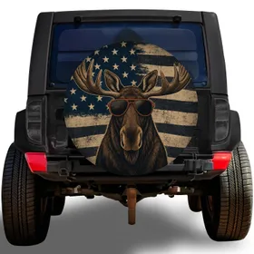 Bull Moose American Flag Aviator Sunglasses For Jeep RV Camping And Outdoor Travel Spare Tire Cover
