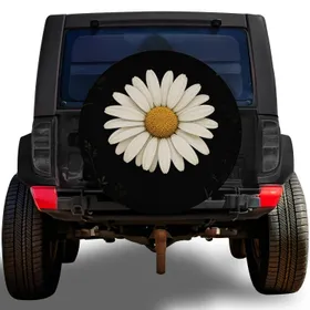 White Daisy Floral Botanical For Garden Lovers Outdoor Adventure Travel Vehicles Spare Tire Cover