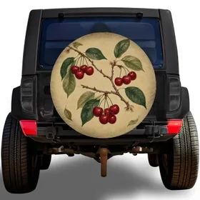 Vintage Cherry Branch Botanical for Orchard Cottage Garden Road Trips and Campers Spare Tire Cover