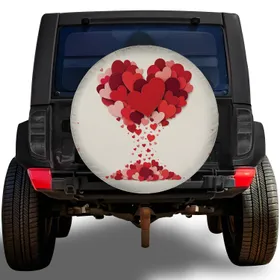 Cascading Red Heart Bouquet for Valentine Romance Gifts and Love-Themed Vehicles Spare Tire Cover