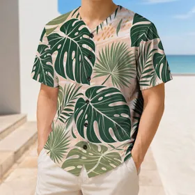 Tropical Monstera Palm Leaf Jungle Style For Beach Vacation Summer Travel Lovers Baseball Jersey