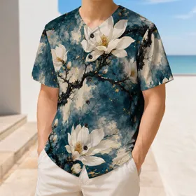 Magnolia Blossom Teal Ink Branches For Garden Parties And East Asian Flower Lovers Baseball Jersey