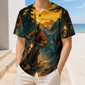 Night Forest Trail Motocross Rider For Outdoor Adventure And Action Sports Fans Baseball Jersey