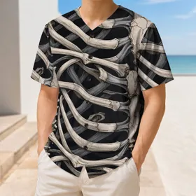 Anatomical Ribcage Skeleton Lattice For Gothic Sports Fans And Halloween Streetwear Baseball Jersey