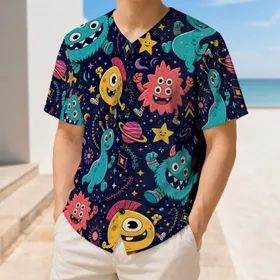 Colorful Cosmic Monsters For Playful Game Days And Everyday Streetwear Style Fans Baseball Jersey