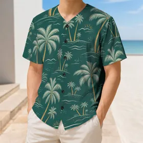 Tropical Palm Trees And Ocean Waves For Beach Vacations, Resort Wear And Summer Outings Baseball Jersey