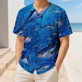 Bluefin Tuna And Manta Rays For Ocean Fishing Fans And Coastal Athletic Style Wear Outfits Baseball Jersey