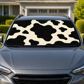 Black And White Holstein Cowhide For Western Road Trips And Farmhouse Style Drivers Car Sunshade