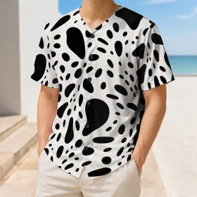 Abstract Black Irregular Spots For Athletic Training And Casual Streetwear Style Baseball Jersey