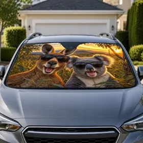 Kangaroo And Koala Sunglasses Australian Bushland Road Trip Gift For Wildlife Fans Car Sunshade