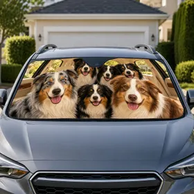 Six Australian Shepherd And Border Collie Dogs For Happy Family Road Trips Pet Lovers Car Sunshade