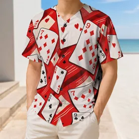 Red Poker Cards Casino Game Day Streetwear For Card Players And Vegas Night Events Baseball Jersey