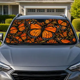 Orange Black Butterfly Garden Road Trip Accessory for Nature Lovers and Commuters Car Sunshade