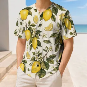 Vintage Lemon Grove Citrus Florals For Beach Holidays, Picnics And Everyday Wear Baseball Jersey