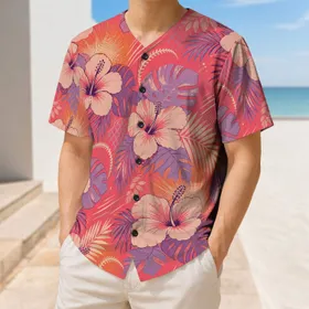 Tropical Hibiscus And Palm Floral Game Day Beach Fan Gift For Summer Baseball Lovers Baseball Jersey