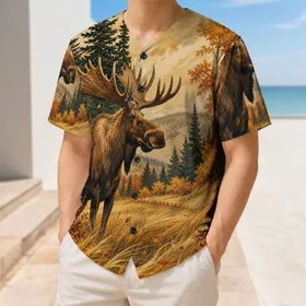 Autumn Bull Moose Forest Scene For Outdoor Sports Game Days And Fall Adventure Lovers Baseball Jersey