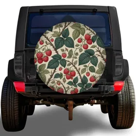 Vintage Raspberry Botanical Bramble Garden For Rustic RV And Camper Travel Adventures Spare Tire Cover