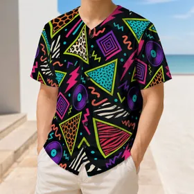 Retro 80s Memphis Geometric Neon Streetwear For Parties, Festivals And Beach Days Baseball Jersey