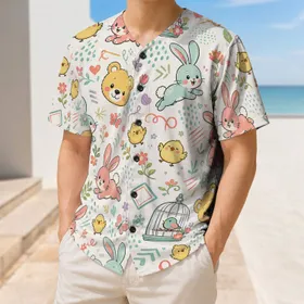 Cute Bunny Chick Bear Motif For School Spirit, Youth Teams And Everyday Playwear Gifts Baseball Jersey