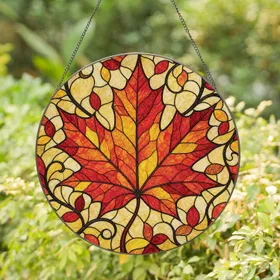 Stained Glass Maple Leaf Autumn Window Decor for Fall Home and Garden Lovers Stained Glass Suncatcher