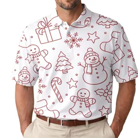Red Christmas Doodles for Holiday Parties, Winter Gatherings and Seasonal Gift Giving Men's Polo Shirt