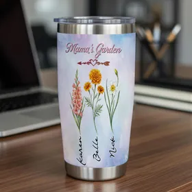 Personalized Birth Month Flower Stainless Tumbler 20oz Mother's Day Gift
