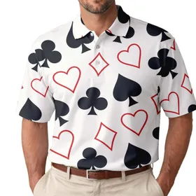 Red And Black Card Suits Casino Night Party Golf Tennis Casual Wear For Men Summer Men's Polo Shirt
