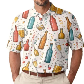 Celebration Drink Bottles Beer Steins Champagne Flutes For Party Weekend Wear Men Men's Polo Shirt