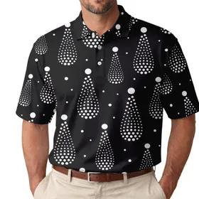 Black And White Geometric Polka Dot Motif For Modern Casual Streetwear Style Men Men's Polo Shirt