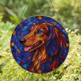 Vibrant Stained Glass Dachshund Window Decor for Dog Lovers and Housewarming Gifts Stained Glass Suncatcher