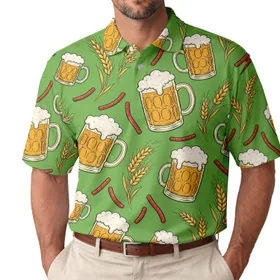 Beer Steins, Barley And Snack Sticks For Oktoberfest Pub Garden Party Celebrations Men's Polo Shirt
