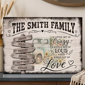 Personalized Canvas Wall Art, Custom Multi Name Family Sign, Mother's Day Father's Day Gift, Home Decor