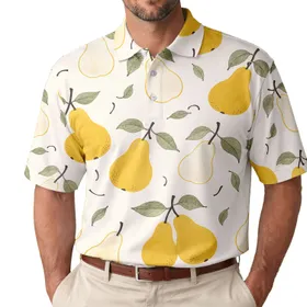 Yellow Pear Orchard Summer Casual Resort Wear Gift For Men Men's Polo Shirt