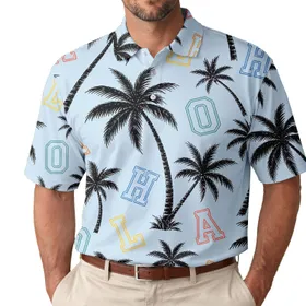 Black Palm Trees And Aloha Letters For Tropical Resort Vacations And Coastal Beach Days Men's Polo Shirt