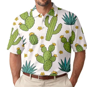 Desert Cactus And Agave Floral Summer Vacation Casual Wear For Men Men's Polo Shirt