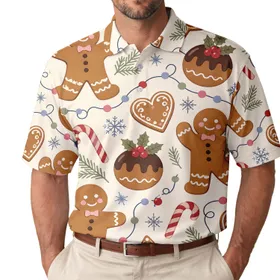 Gingerbread Cookies And Candy Canes For Christmas Parties And Holiday Gift Giving Men's Polo Shirt