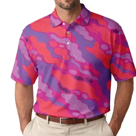 Abstract Raspberry Camo For Retro Sport, Festival Wear And Bold Street Style Lovers Men's Polo Shirt