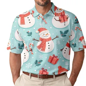 Cheerful Snowmen Candy Canes For Christmas Parties, Winter Travel And Holiday Gifts Men's Polo Shirt