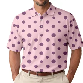Blush Pink Mulberry Polka Dots for Resort Golf and Casual Weekend Wear for Men Style Men's Polo Shirt